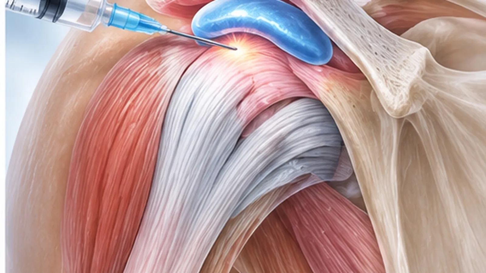 Illustration of an injection into the shoulder bursa