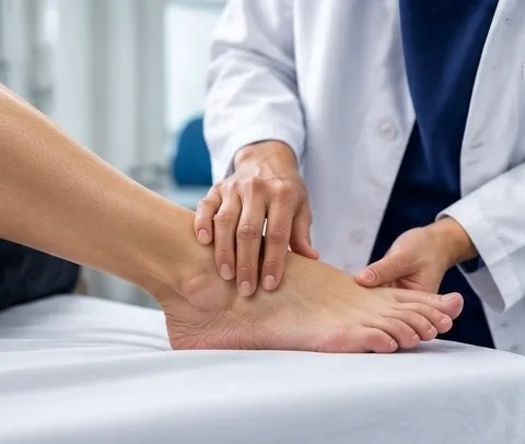 Doctor examining a patient's foot