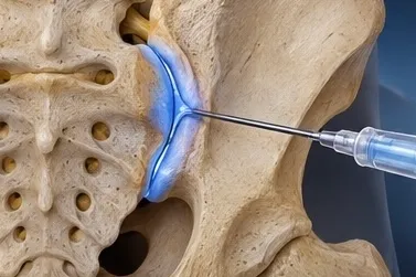 Illustration of a needle in the sacroiliac joint