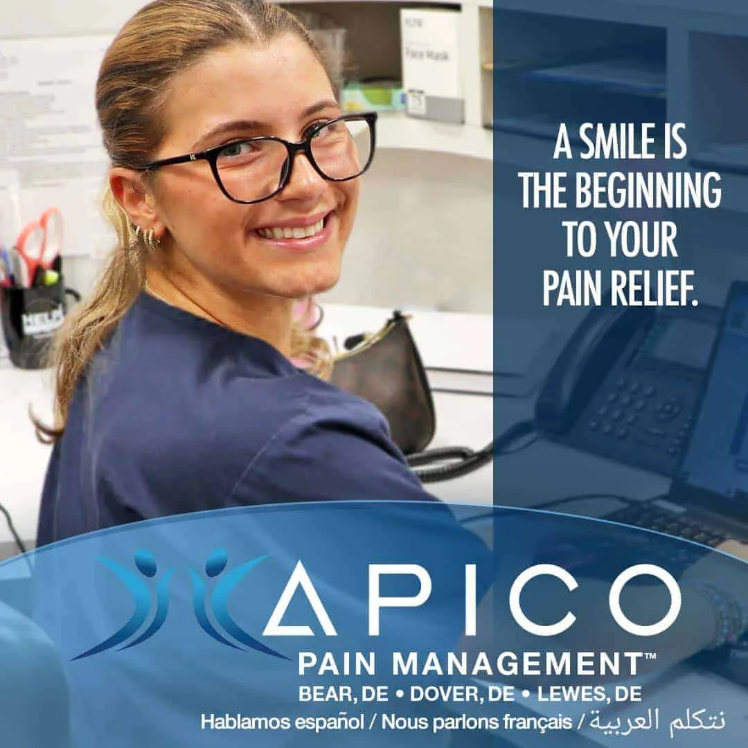 Image of an APICO Pain Management staff member, showing why a smile is the beginning to your pain relief..