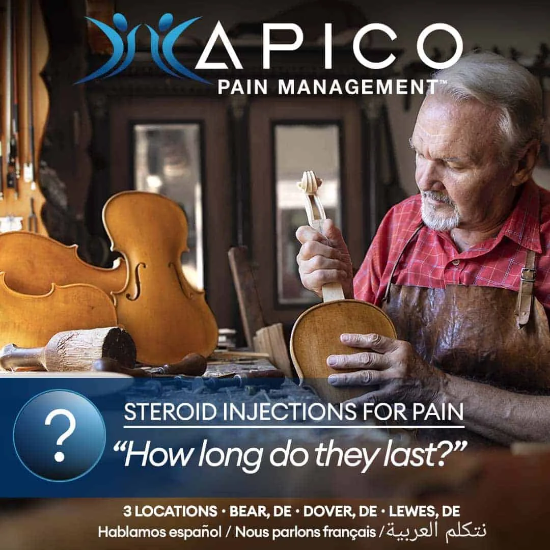 Image of a craftsman repairing a violin; he's able because he's had a steroid injections from APICO Pain Management.