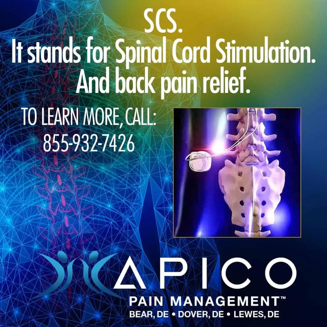Photo of a spinal cord stimulator and a spine.
