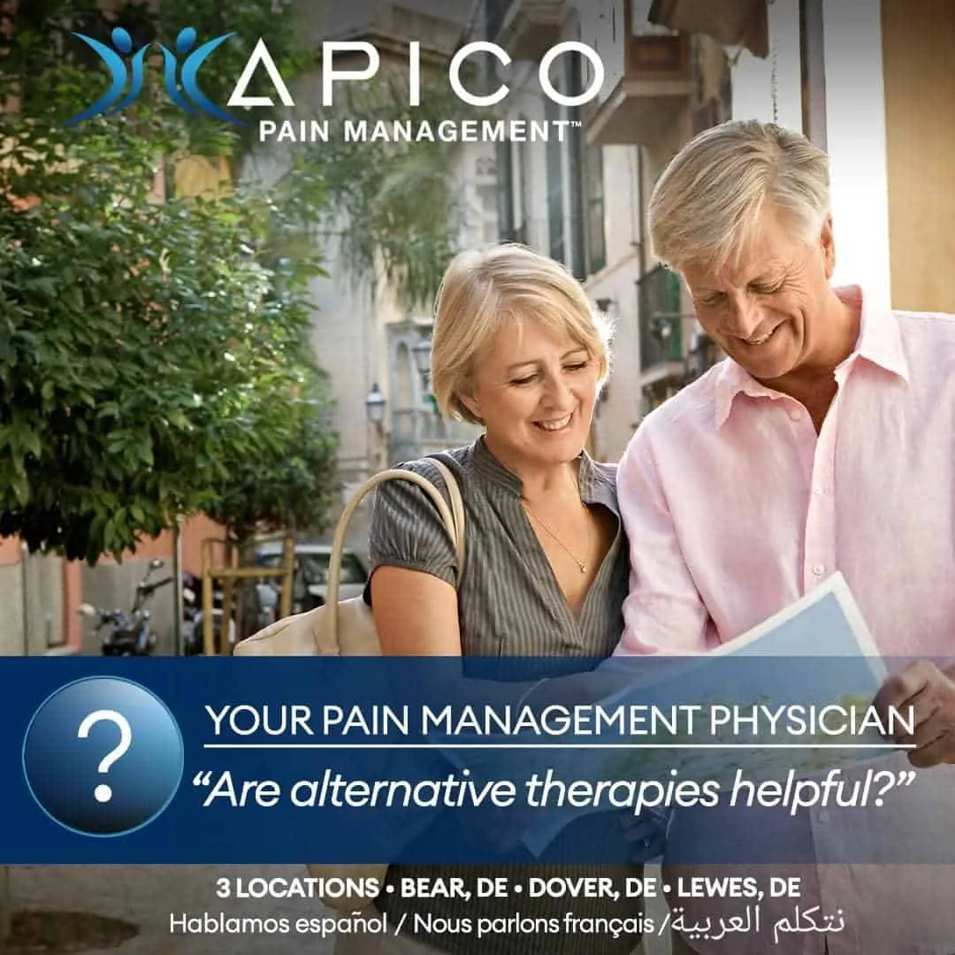 Husband and wife exploring alternative therapies for pain, and article by Dr. Abdallah .