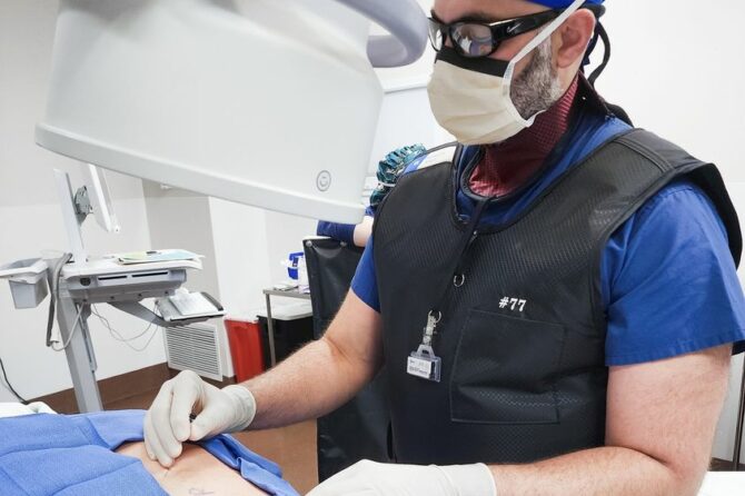 Dr. Abdallah performing a procedure.